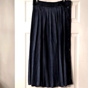 White House Black Market Denim Pleated Maxi Skirt